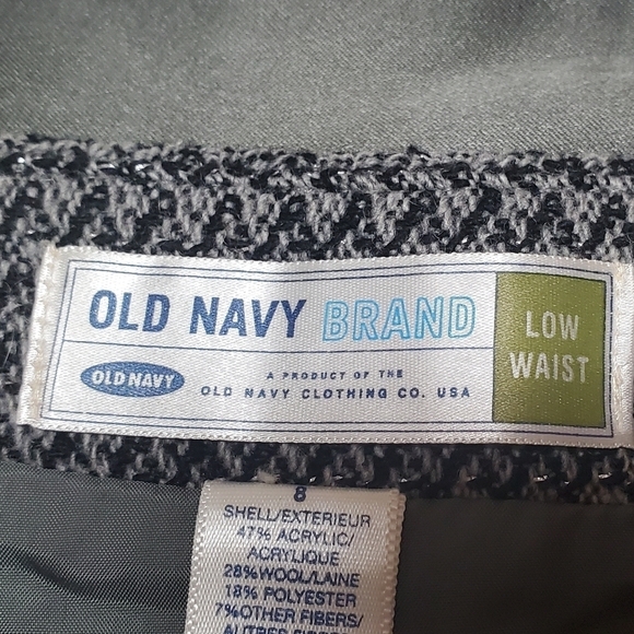 Vintage Old Navy Low Waist Grey Wool Metallic Tweed Satin Tie-Waist Midi Skirt 8 - Picture 11 of 12